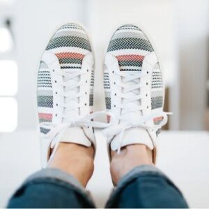 TAFT The Sneaker In Stripes Sz 10 Multi Stripe Fabric White Leather Streetwear